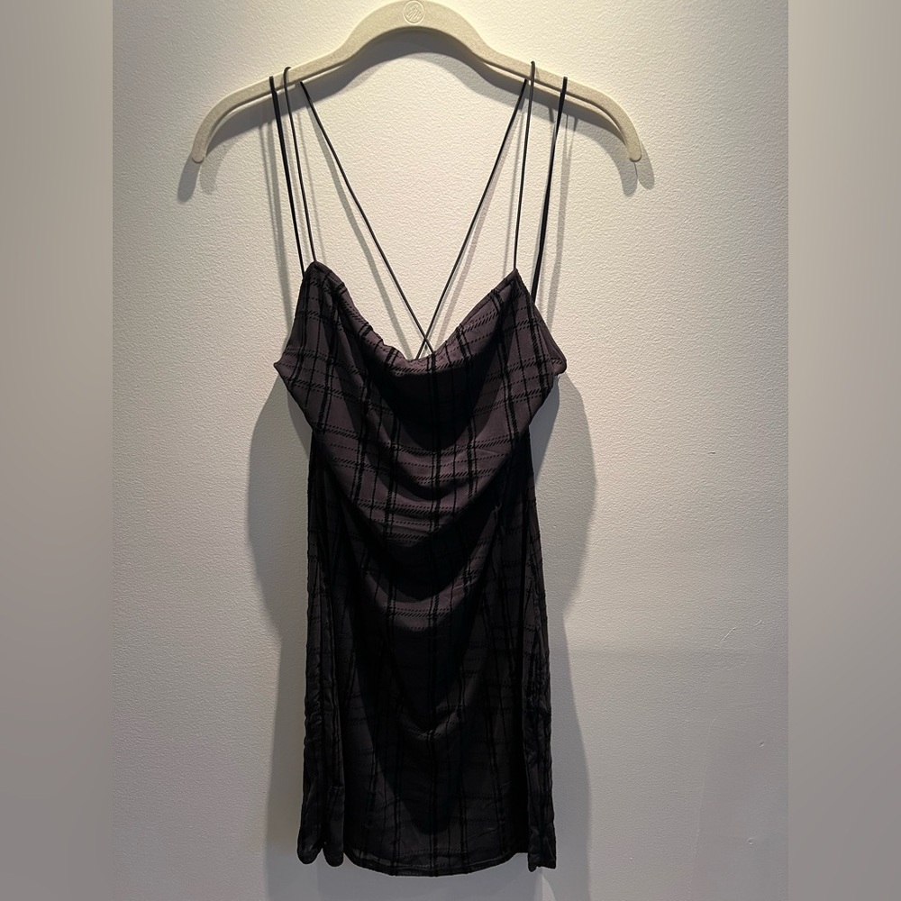 Black Plaid Strappy Dress